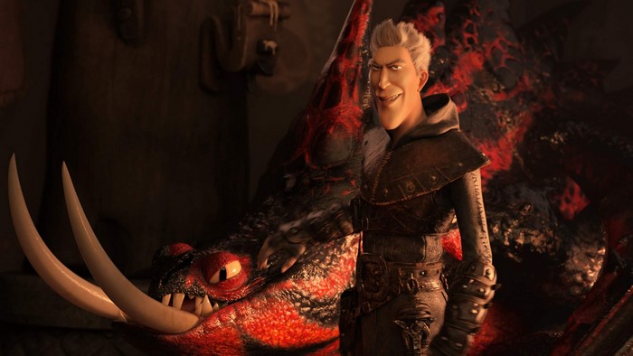 Eret from How to Train Your Dragon 3 with a dragon