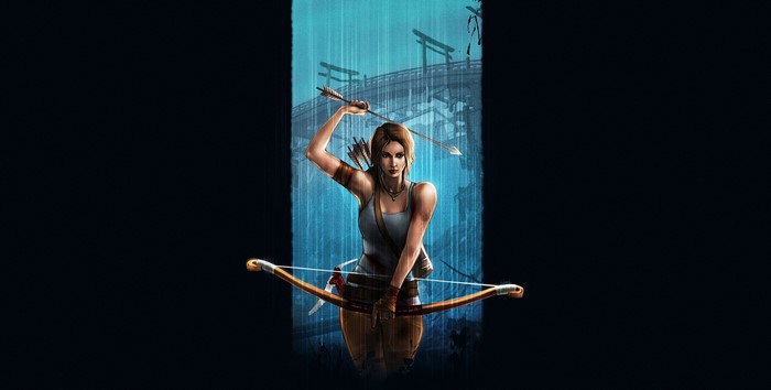 Lara Croft from Tomb Raider with bow and arrow
