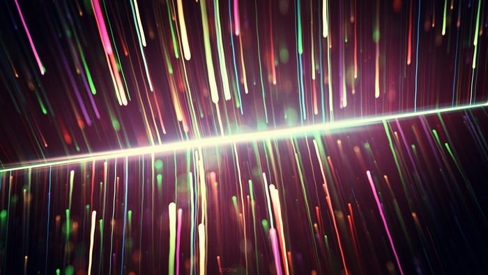 Abstract colorful light streaks with a bright horizontal beam