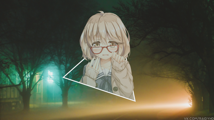 Anime girl with glasses in a foggy forest