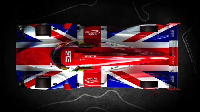 Racing car with Union Jack livery