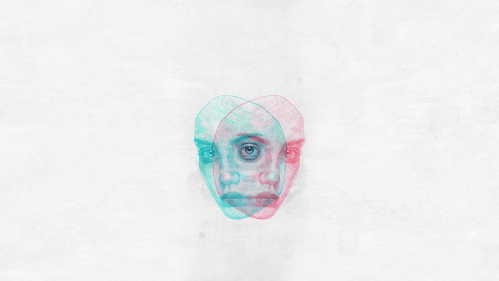 Abstract face with chromatic aberration effect
