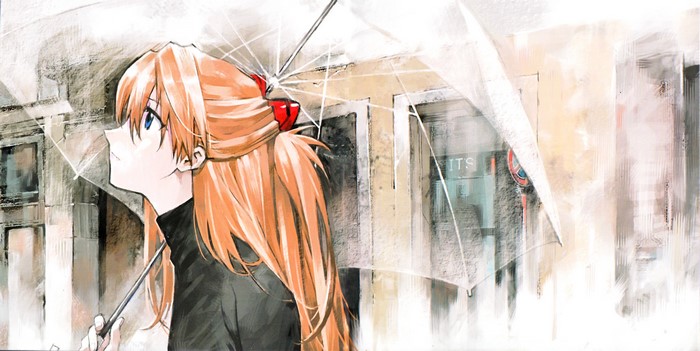 Asuka Langley Soryu from Neon Genesis Evangelion with umbrella