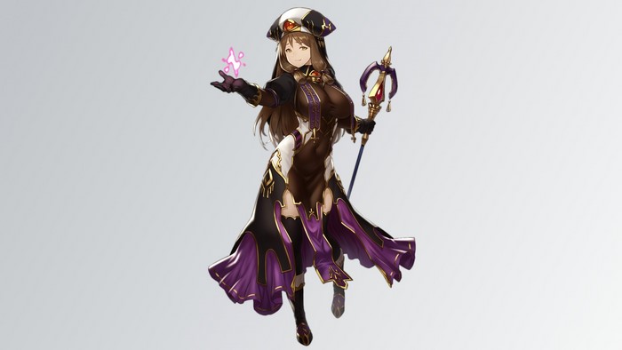 Anime girl with staff and magic
