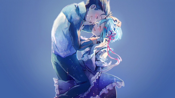 Natsuki Subaru and Rem from Re:Zero Kara Hajimeru Isekai Seikatsu