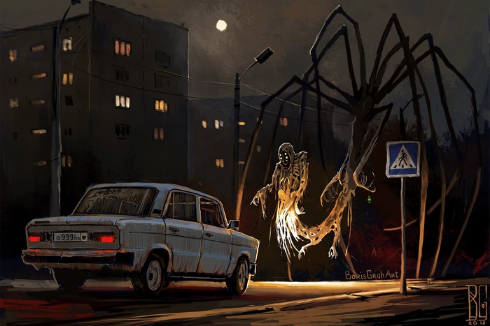 Creature encounter with LADA car by Boris Groh