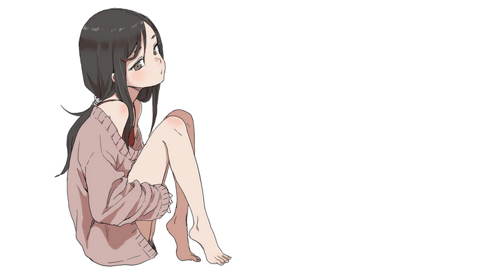 Anime girl sitting in a sweater