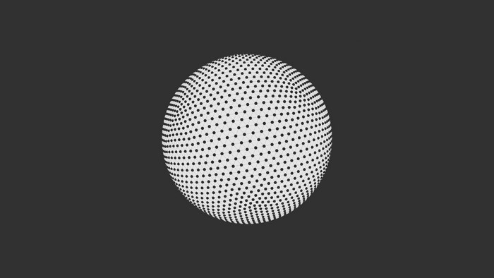 Abstract sphere made of dots on a dark gray background