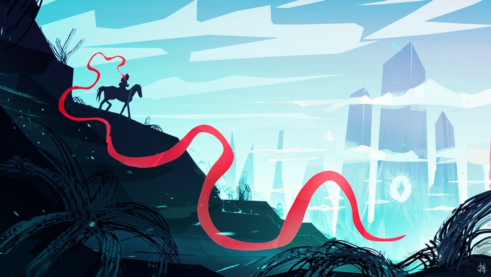 4K digital art landscape with warrior on horseback