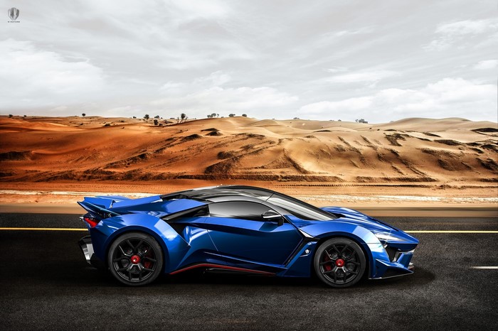 Blue Fenyr Supersport car on a desert road