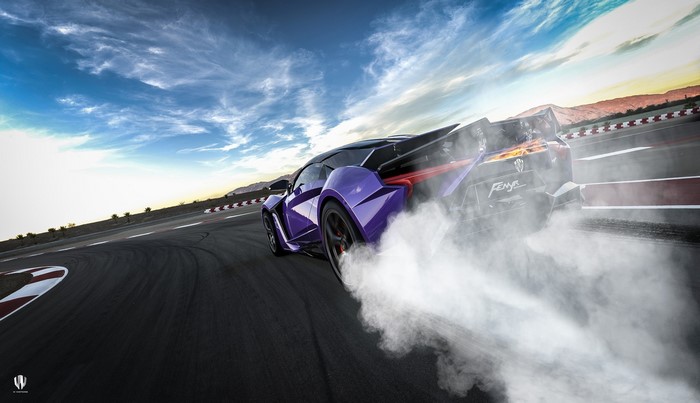Fenyr Supersport car drifting on a race track