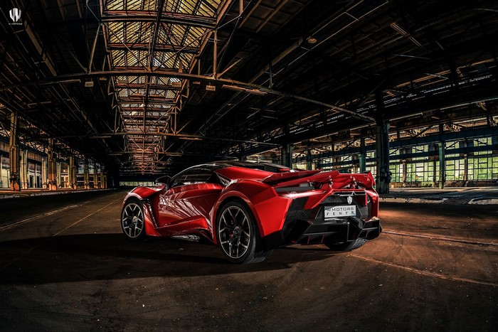 Red W Motors Fenyr Supersport in industrial building