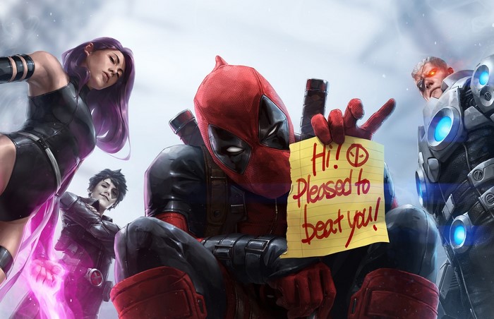 Deadpool, Cable, Psylocke, and Domino from Marvel Comics