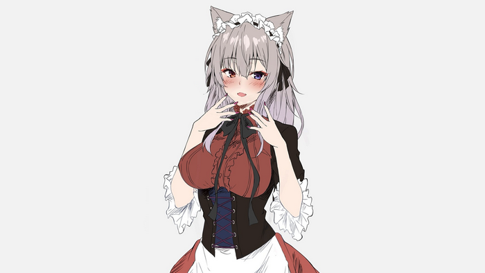Anime girl with cat ears and maid outfit