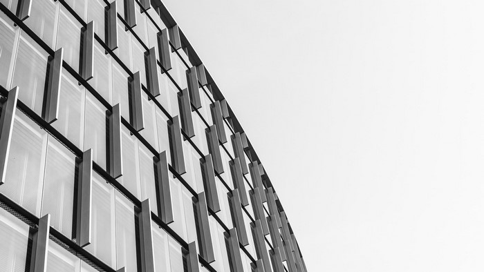 Modern monochrome architecture with repeating facade elements