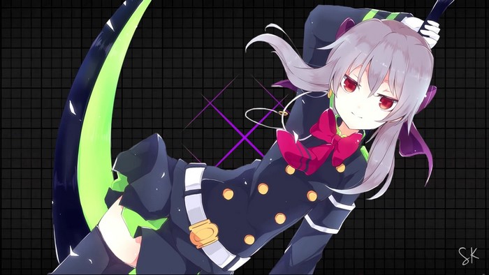 Hiiragi Shinoa from Owari No Seraph with a scythe