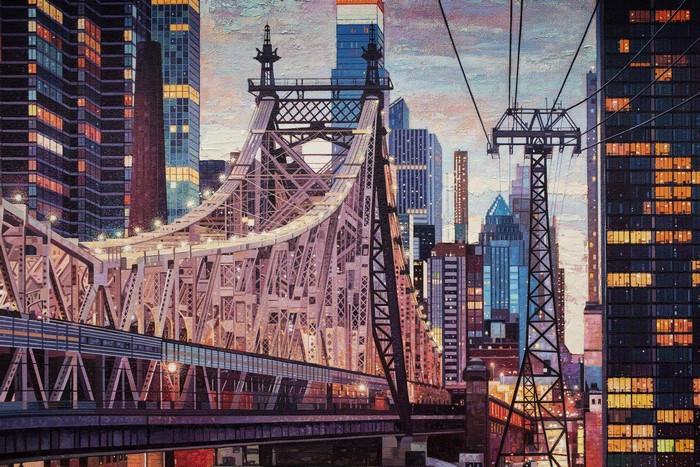 Queensboro Bridge and New York City Skyline at Dusk