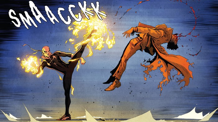 Iron Fist fighting an opponent in Marvel Comics