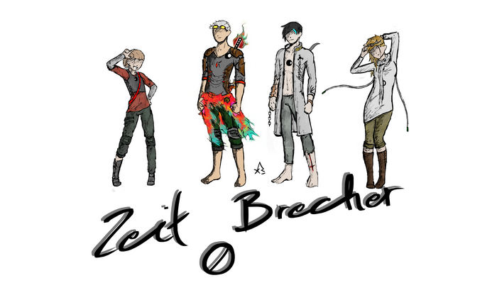Four characters with the text Zeit Brecher