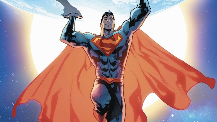 Superman from DC Comics holding the Earth