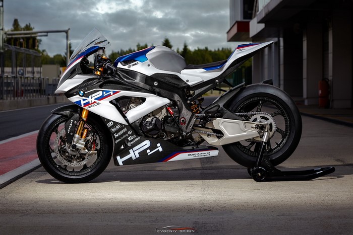 BMW HP4 Race motorcycle with carbon fiber parts