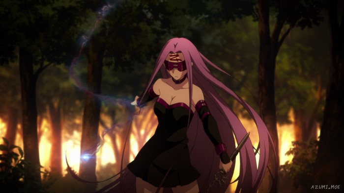 Rider from Fate/Stay Night in a forest