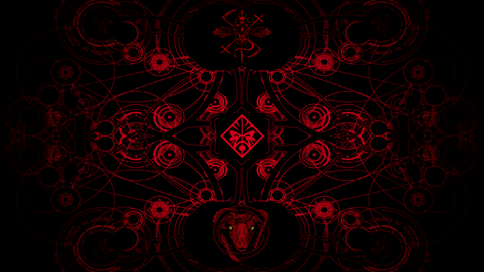 HP Omen abstract red occult symbols snake