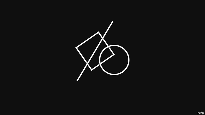 Minimalist line art of a square and circle