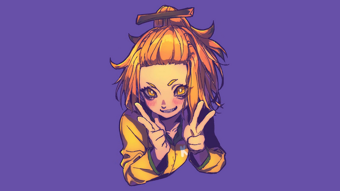 Anime girl with yellow eyes and orange hair