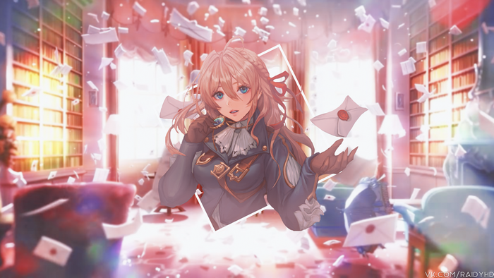4K Violet Evergarden anime girl with letters