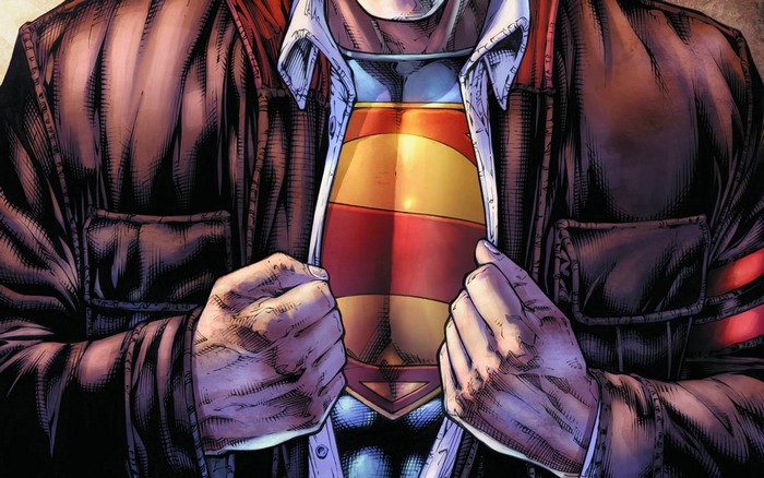 Superman from DC Comics opening his shirt