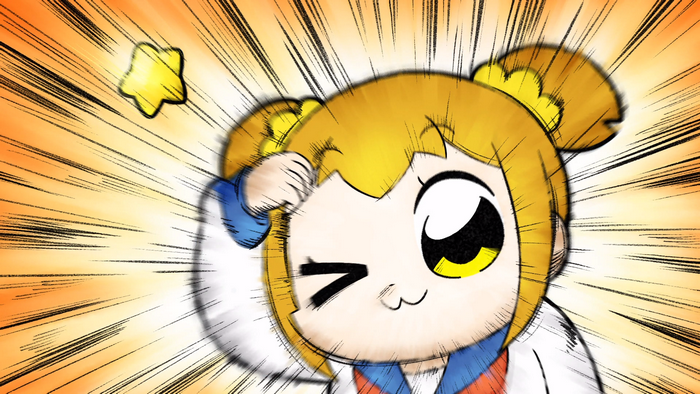 Popuko from Pop Team Epic with a star