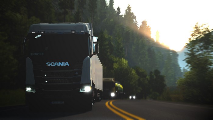 Scania Truck on Mountain Road in Euro Truck Simulator 2