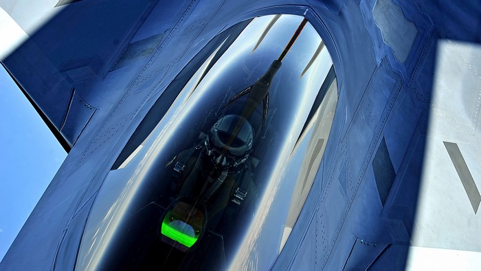 Lockheed Martin F-22 Raptor cockpit with pilot