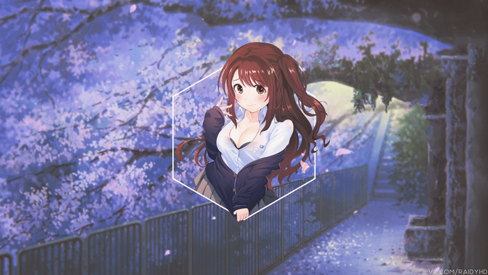 Anime girl with cherry blossoms