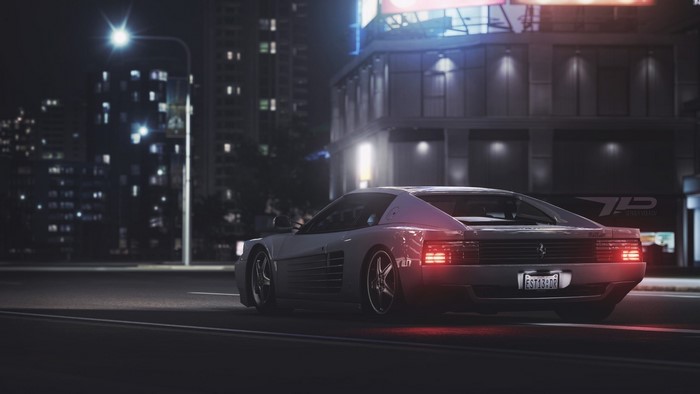 Ferrari Testarossa by Sergey Volkov at night