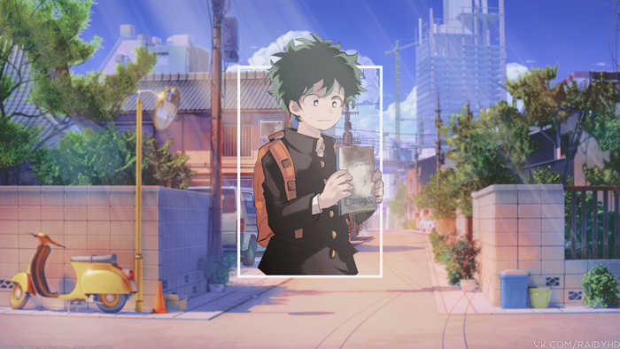 Izuku Midoriya from Boku no Hero Academia holding a book