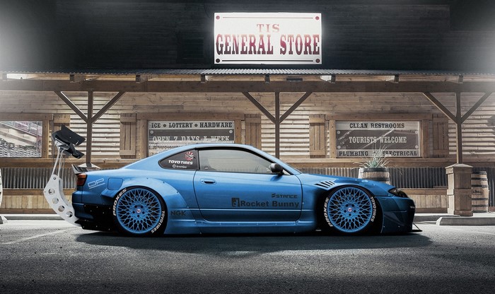 Blue Nissan Silvia S15 Rocket Bunny by Dmitry Strukov