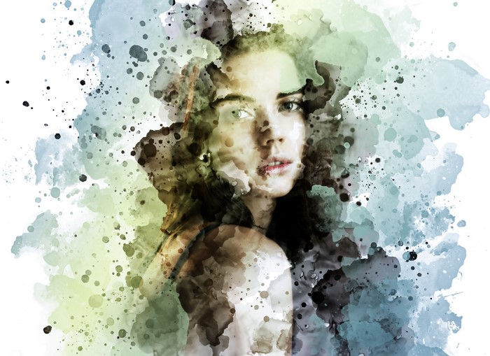 Watercolor portrait of a woman