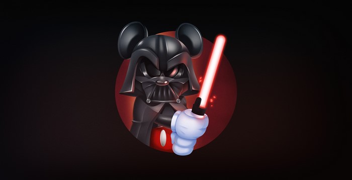 Mickey Mouse as Darth Vader with Lightsaber