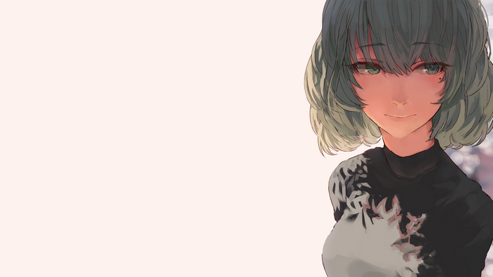 Anime girl with short hair and black shirt