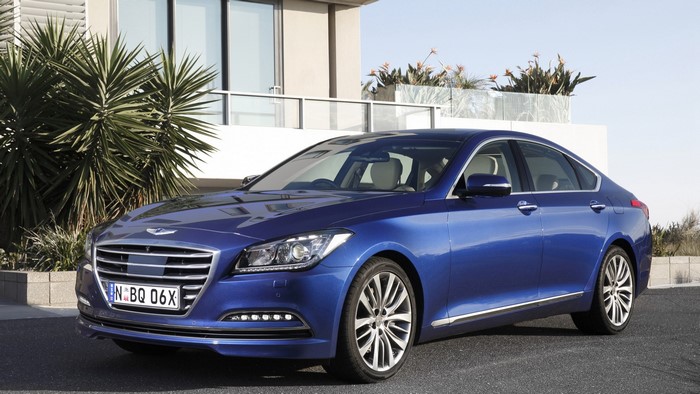 Blue Hyundai Genesis Sedan parked outdoors