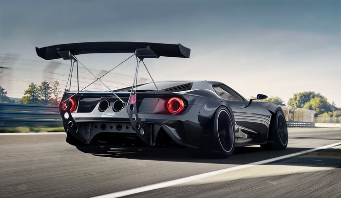 Ford GT Mk II race car with large rear wing