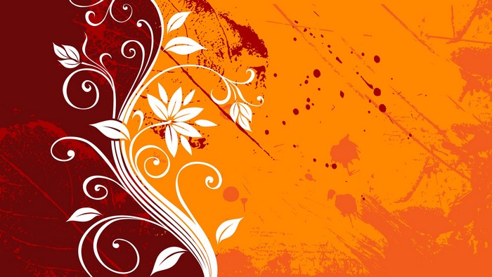 Abstract floral design with orange and red grunge texture