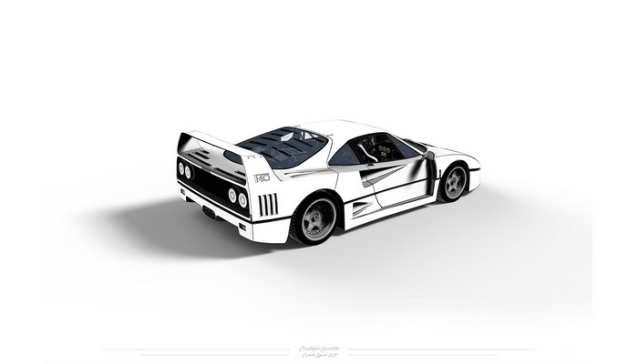 White Ferrari F40 digital art