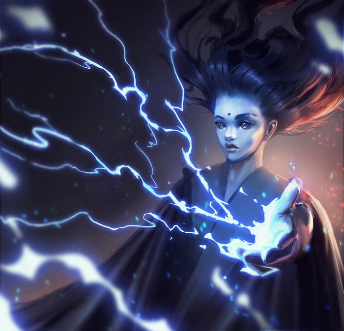 Woman with lightning magic