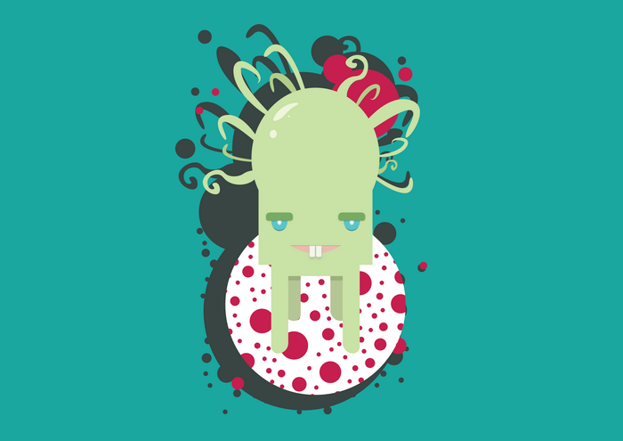 Minimalist digital art of a light green creature
