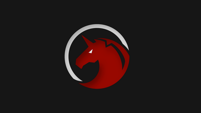 Red Unicorn Logo with Silver Circle