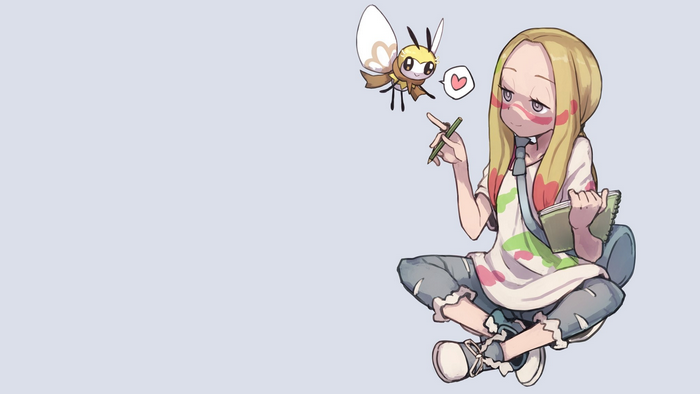 Girl with Pokemon drawing in a notebook