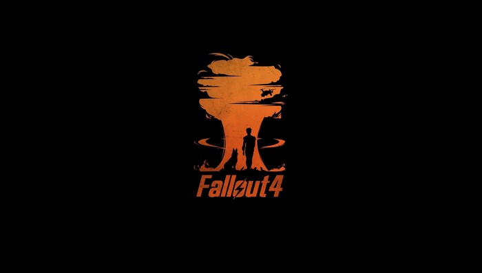Fallout 4 logo with mushroom cloud and figures